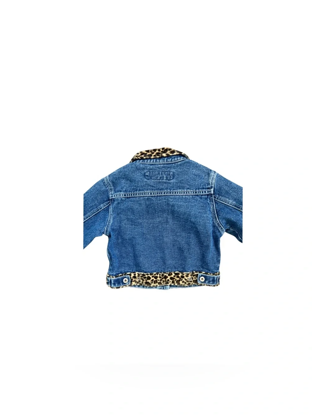 Vintage Girls Youth Denim Leopard Jacket